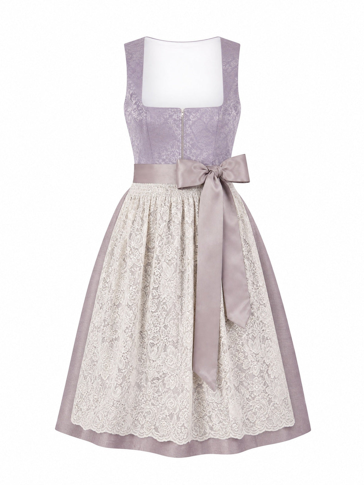Dirndl Ronja in Alt-Lavendel mit Elfenbein Schürze - Vorderansicht