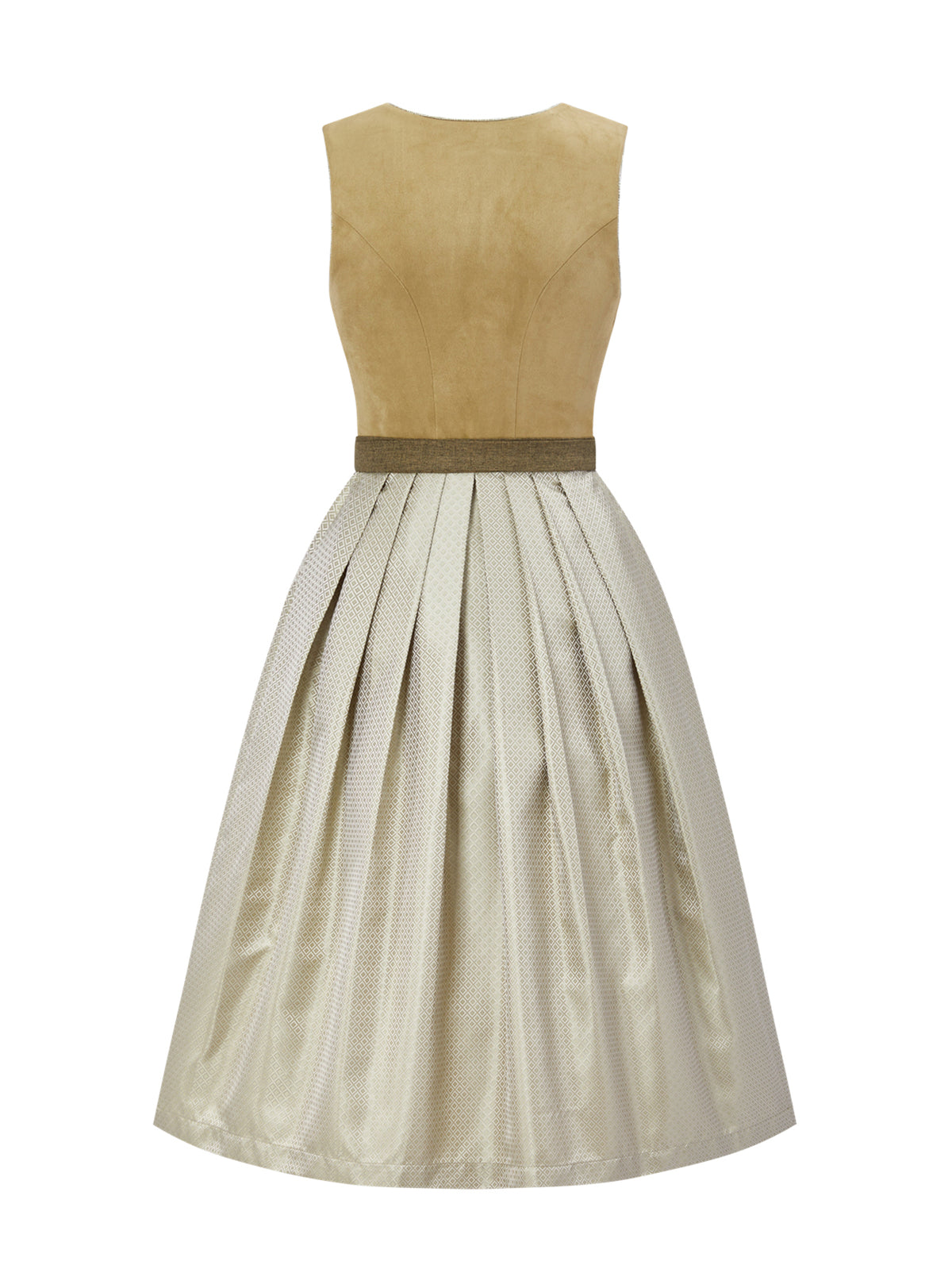 Dirndl Theresa in Braun mit Gerader Ausschnitt